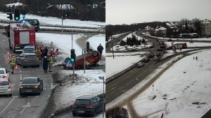 Zderzenie dwóch samochodów na skrzyżowaniu w Malborku. Zobacz wideo