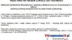  PRZETARG NA LOKAL UŻYTKOWY W MALBORKU O POW. 183 M2 UL. GEN. GROTA ROWECKIEGO NR 1 (PIASKI)