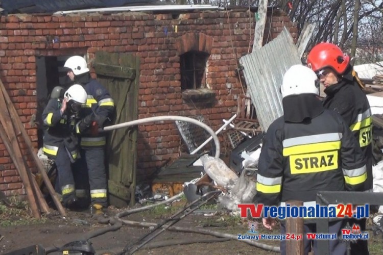 POŻAR BUDYNKU GOSPODARCZEGO W LASKACH – 02.04.2015