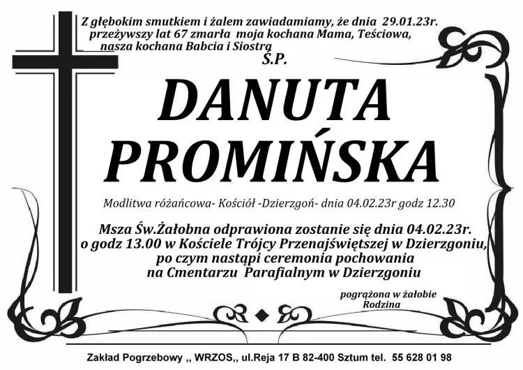 Zmarła Danuta Promińska. Żyła 67 lat.