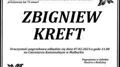 Zmarł Zbigniew Kreft. Miał 73 lata.