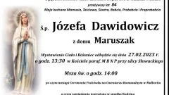 Zmarła Józefa Dawidowicz. Miała 84 lata.