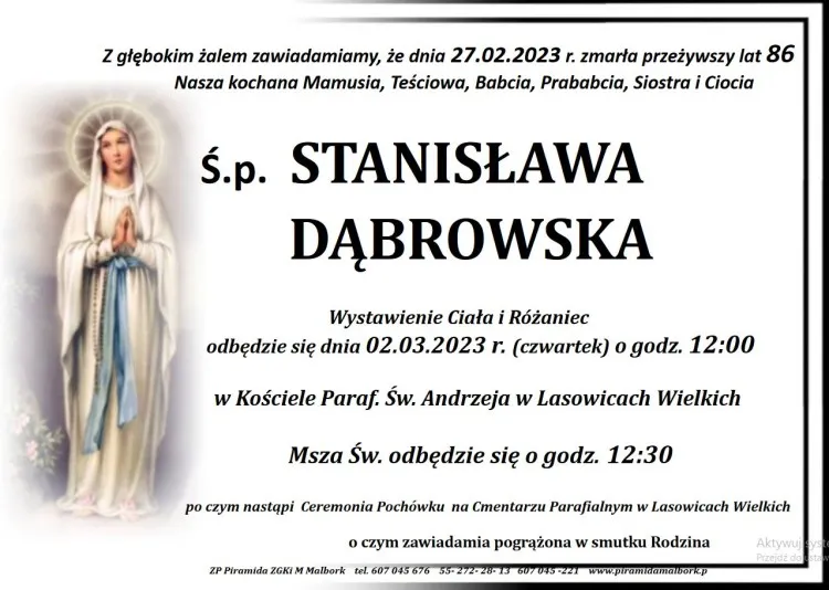 Zmarła Stanisława Dąbrowska. Miała 86 lat.