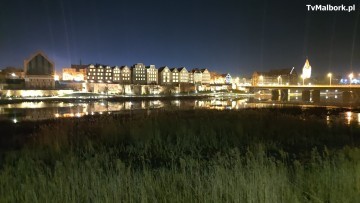 Malbork. Budowa bulwaru i kamienic nad Nogatem. Zobacz animację rozświetlenia.