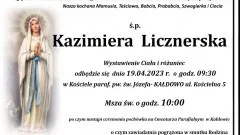 Zmarła Kazimiera Licznerska. Żyła 88 lat.