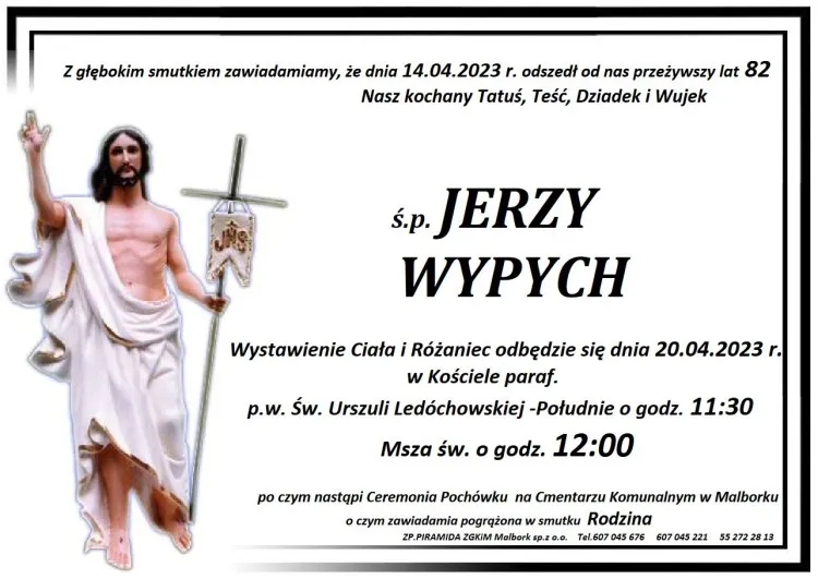 Zmarł Jerzy Wypych. Miał 82 lata.