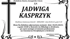 Zmarła Jadwiga Kasprzyk. Miała 69 lat.