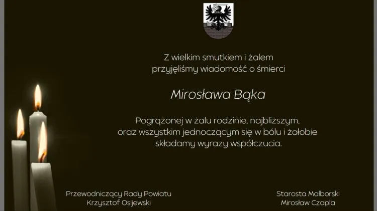 Kondolencje Starosty Malborskiego i Przewodniczącego Rady Powiatu.