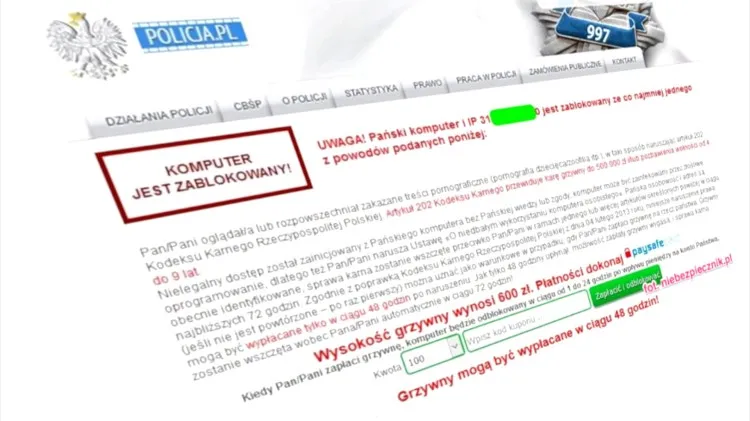 Komputer zablokowany przez Policję – uważaj! To oszustwo!