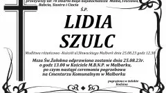 Zmarła Lidia Szulc. Żyła 70 lat.