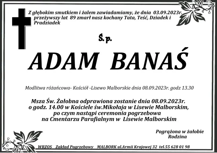 Zmarł Adam Banaś. Miał 89 lat.