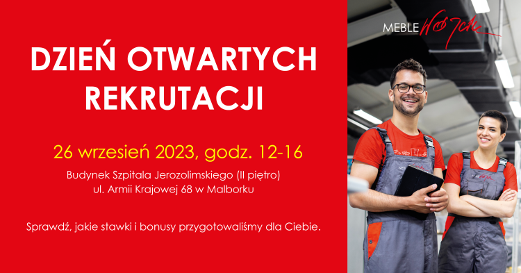 Meble Wójcik zaprasza na Dzień otwartych rekrutacji w Malborku.