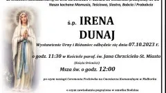 Zmarła Irena Dunaj. Żyła 85 lat.