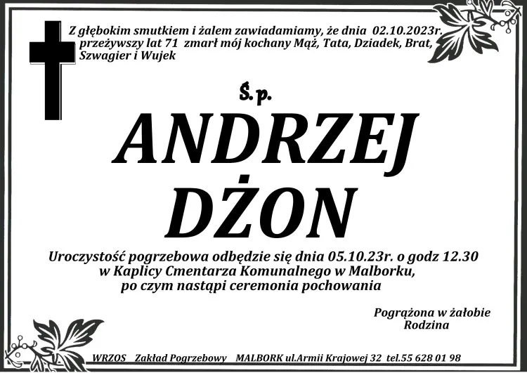 Zmarł Andrzej Dżon. Miał 71 lat.