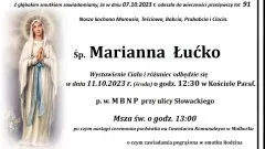 Zmarła Marianna Łućko. Żyła 91 lat.