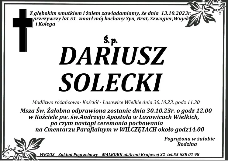 Zmarł Dariusz Solecki. Miał 51 lat.