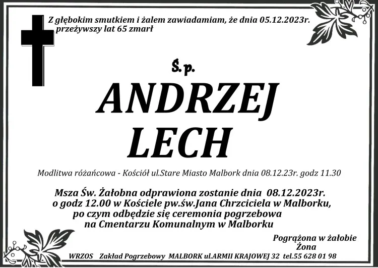 Odszedł Andrzej Lech. Miał 65 lat.