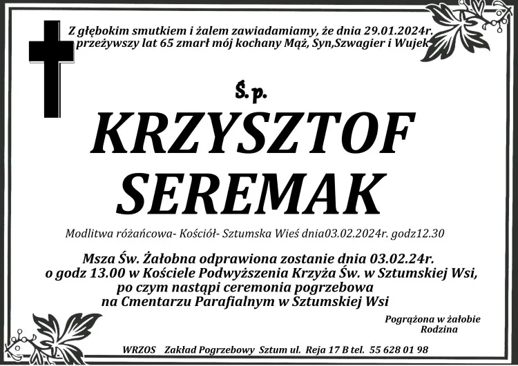 Zmarł Krzysztof Seremak. Miał 65 lat.