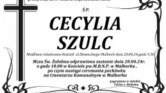 Zmarła Cecylia Szulc. Miała 69 lat.