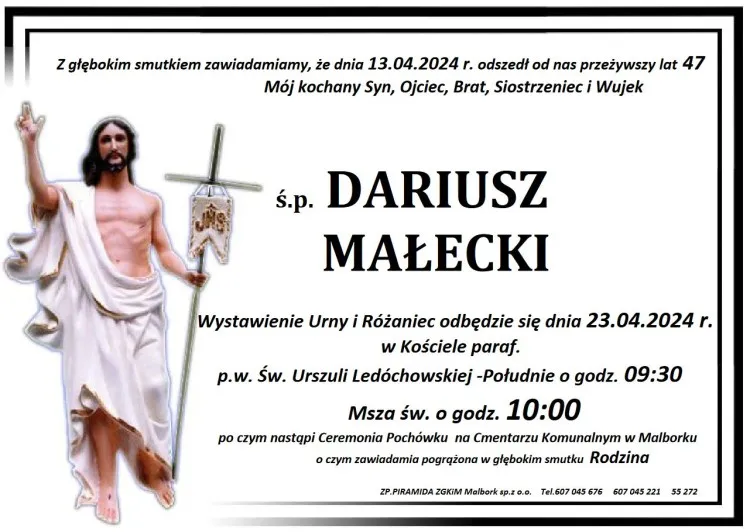 Zmarł Dariusz Małecki. Żył 47 lat.