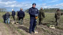 Sztumscy policjanci sadzili drzewa na terenie Gminy Kwidzyn.