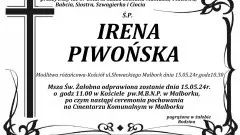 Zmarła Irena Piwońska. Żyła 67 lat.