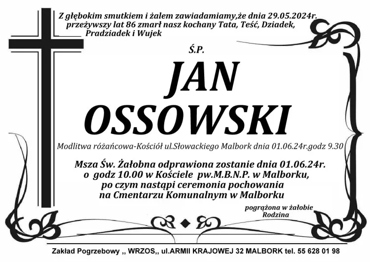 Zmarł Jan Ossowski. Miał 86 lat.