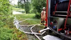 Powiat sztumski. Pożar lasu – ćwiczenia strażackie.