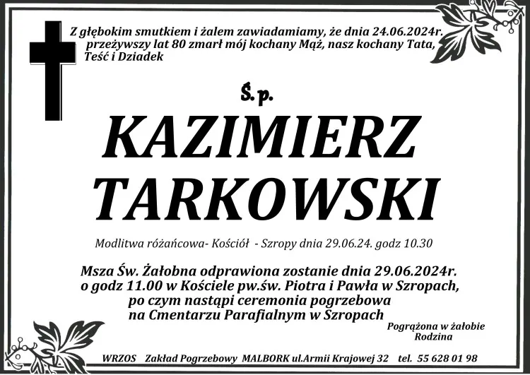 Zmarł Kazimierz Tarkowski. Miał 80 lat.