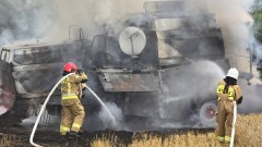 Pożar kombajnu w miejscowości Rakowiska.