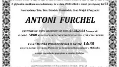 Zmarł Antoni Furchel. Miał 93 lata.