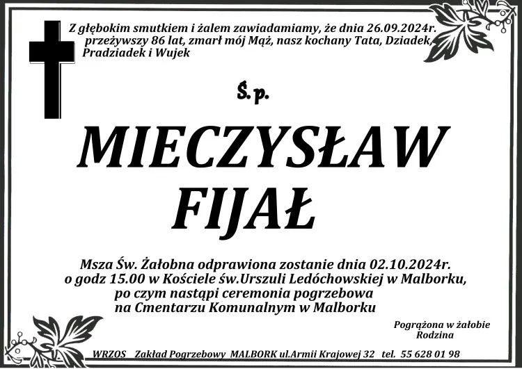 Zmarł Mieczysław Fijał. Miał 86 lat.