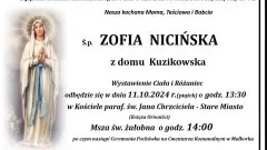 Zmarła Zofia Nicińska. Miała 72 lata. 