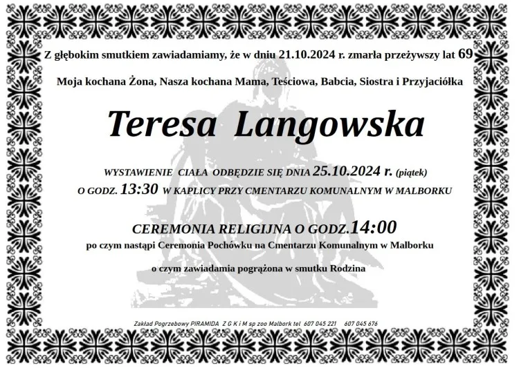 Zmarła Teresa Langowska. Miała 69 lat.