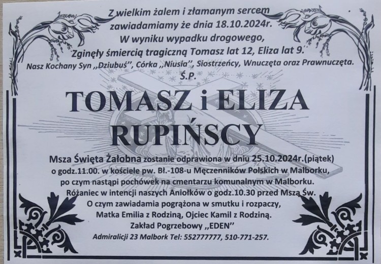 Odeszli Tomasz (12 lat) i Eliza (9 lat) Rupińscy
