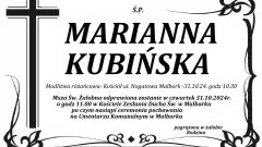 Zmarła Marianna Kubińska. 