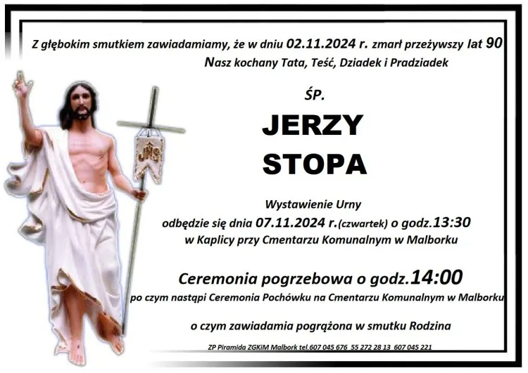 Zmarł Jerzy Stopa. Żył 90 lat.