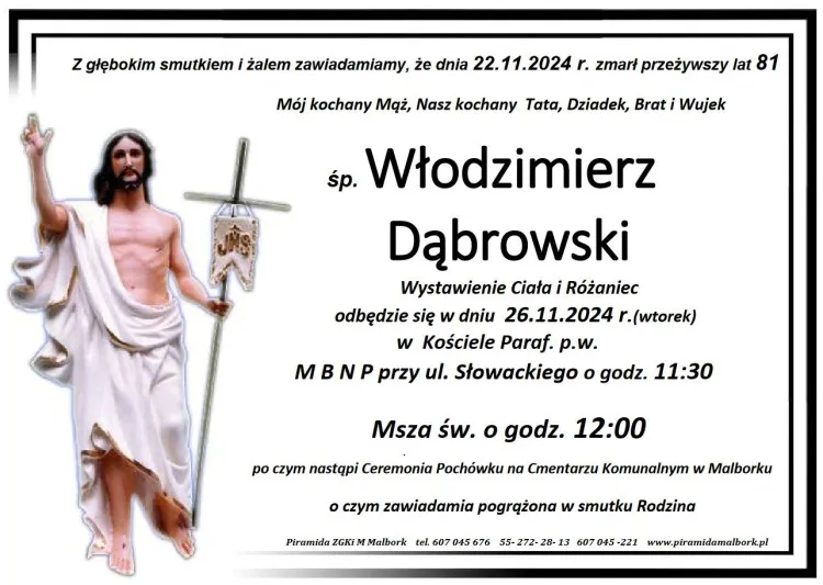 Zmarł Włodzimierz Dąbrowski. Miał 81 lat.