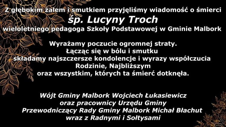 Kondolencje Wójta Gminy Malbork, Przewodniczącego Rady Gminy, Radnych,…