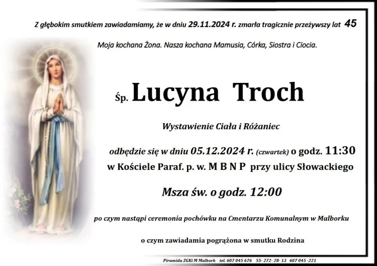 Zmarła Lucyna Troch. Miała 45 lat.