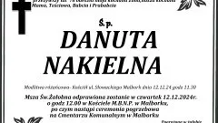 Zmarła Danuta Nakielna. Żyła 78 lat.