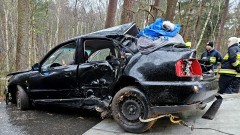 Sztutowo. Osobówka uderzyła w drzewo – dwie osoby w szpitalu.
