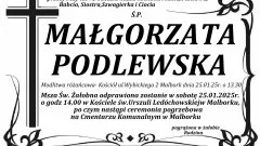 Zmarła Małgorzata Podlewska. Miała 72 lata.