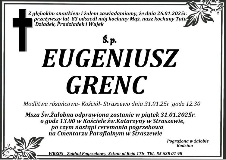 Zmarł Eugeniusz Grenc. Miał 83 lata.