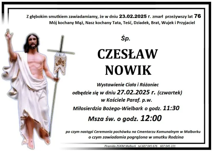 Zmarł Czesław Nowik. Żył 76 lat.