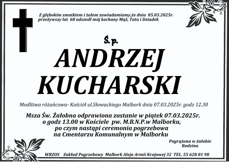 Zmarł Andrzej Kucharski. Miał 68 lat.