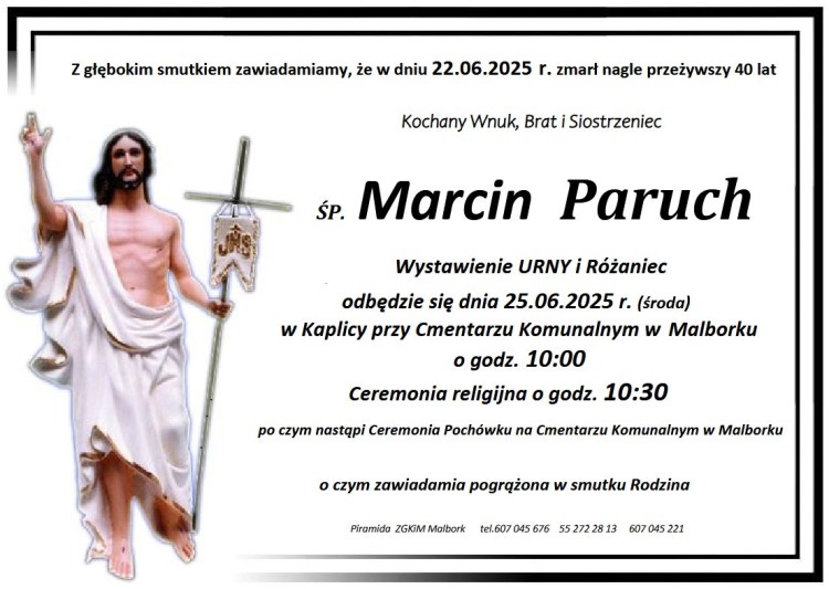 Zmarł Marcin Paruch. Miał 40 lat.