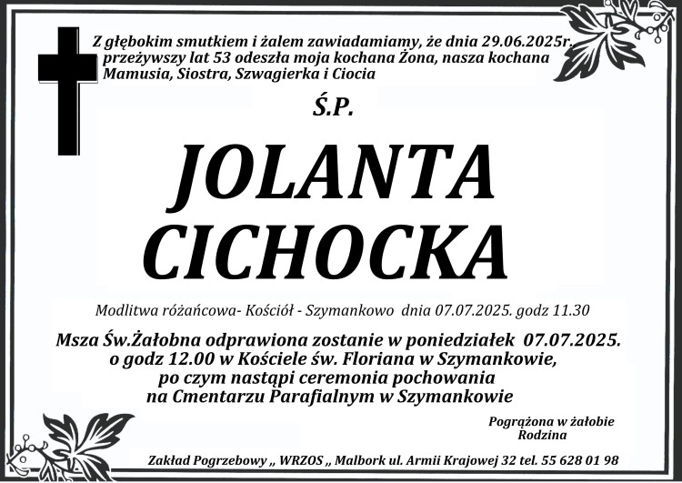 Zmarła Jolanta Cichocka. Miała 53 lata.