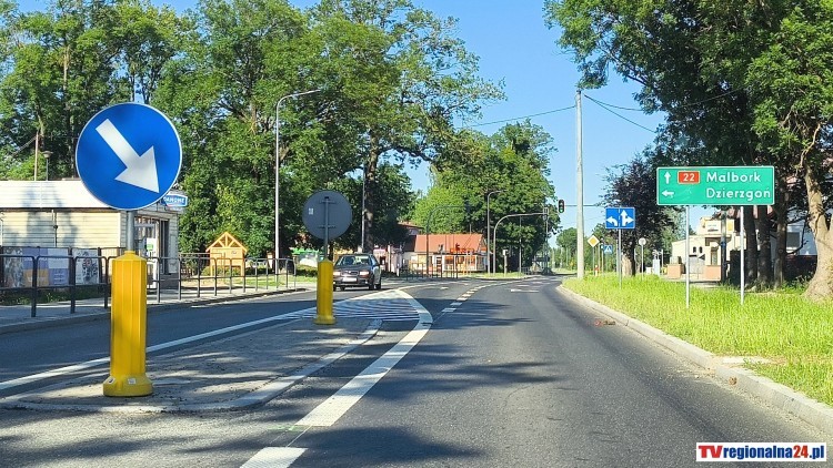Bezpieczniej na DK22 od Królewa do granicy województwa. Zobacz przejazd pomiędzy Starym Polem a Malborkiem.