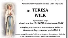 Zmarła Teresa Wilk. Miała 78 lat.